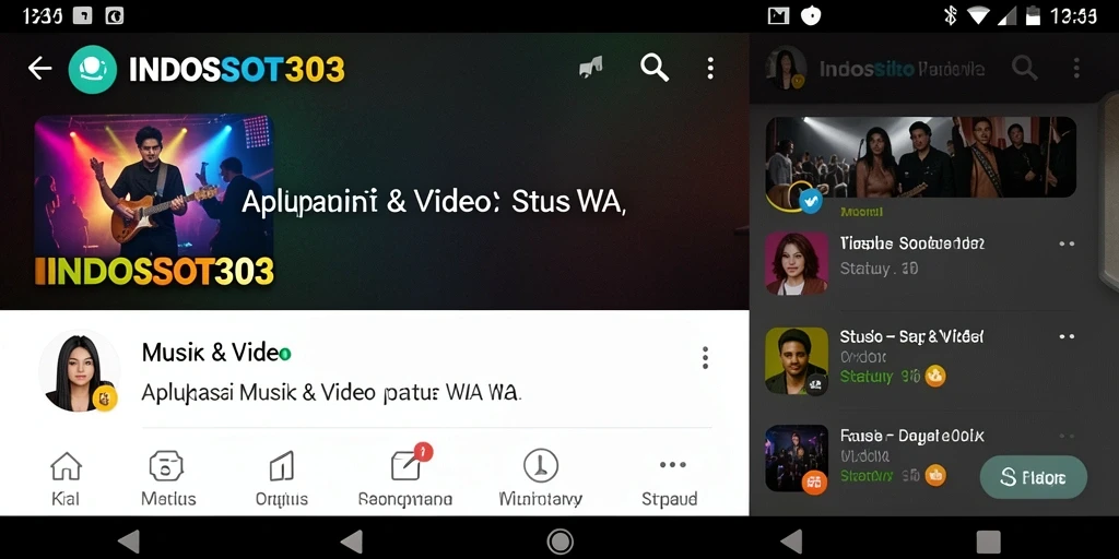 Tampilan antarmuka aplikasi INDOSLOT303 untuk status WA video.