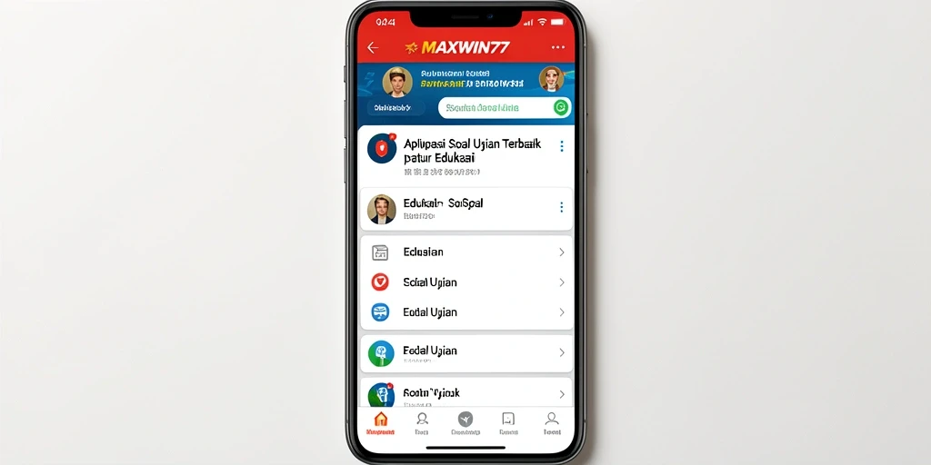 Tampilan antarmuka dan fungsi aplikasi Soal Ujian MAXWIN77.