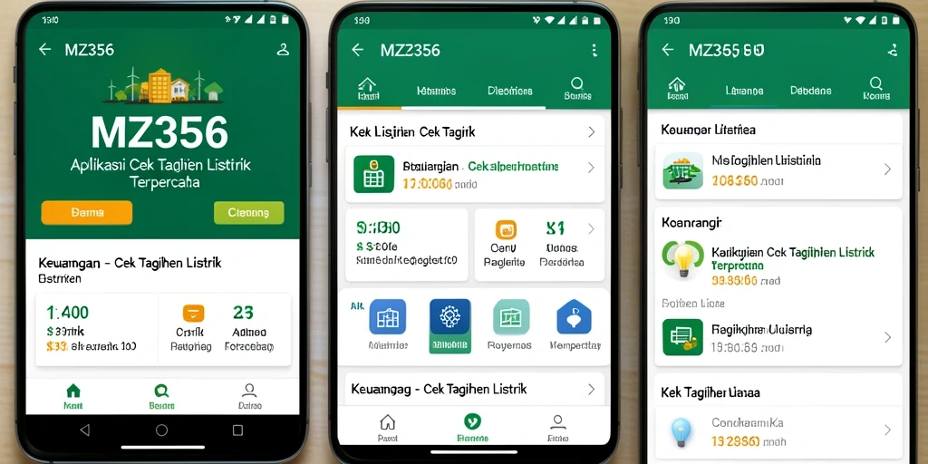 Screenshot antarmuka pengguna MZ356 untuk cek tagihan listrik.