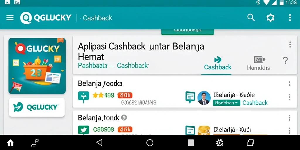 Tampilan antarmuka utama QGLUCKY dengan fungsi Cashback yang intuitif.