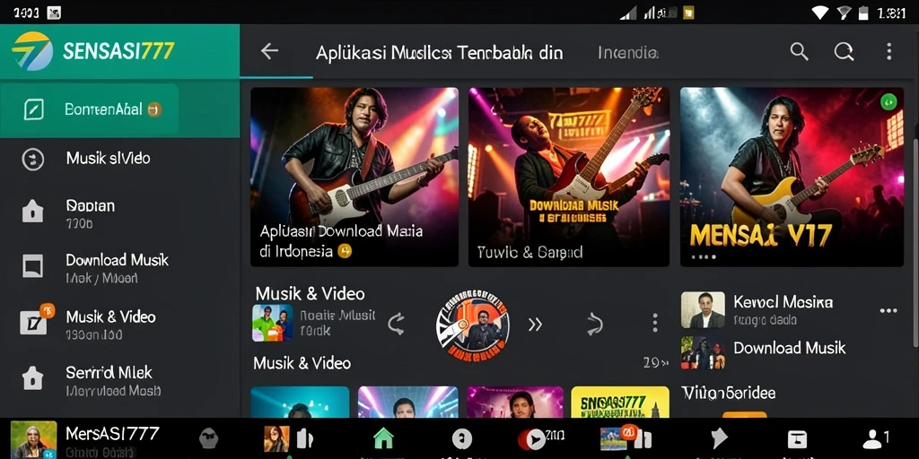 Tampilan antarmuka SENSASI777 yang sederhana dan intuitif untuk Download Musik.